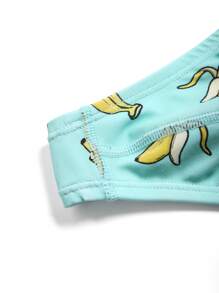 Manfinity KASUA Men's Banana Print Thong Swimwear Briefs, Beach Vacation,Hawaiian