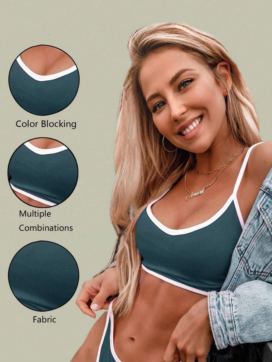 Swim Basics Summer Beach Binding Trim Bikini Top