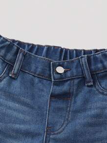 SHEIN Playful Pals Baby Girl Casual Y2K Street Fashion Ripped Loose Straight Denim Jeans, Versatile And Comfortable For Daily Wear