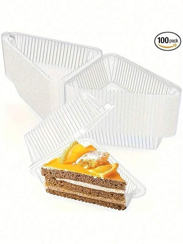 SHEIN 100 piezas de portadores de pasteles, recipientes desechables rectangulares para pasteles con tapa, cajas de pasteles individuales transparentes, para magdalenas, mousse, pasteles, sándwiches y tiramisú, organizadores y almacenamiento de cocina, accesorios de cocina, festival, fiesta, para fiesta de Halloween o Navidad
