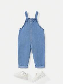 Cozy Pixies Baby Mädchen Herbstkleidung Rüsche Saum Quadratischer Ausschnitt Schleife Vorne Jeans Latzhose Jumpsuit ohne T-Shirt