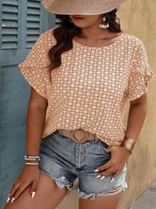 SHEIN Holidaya Camisa casual de manga corta con estampado de flores para mujer talla grande, ideal para vacaciones