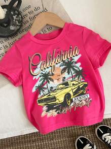 SHEIN 女婴休闲基本款短袖圆领上衣，适合夏季 - 彩色 - 查看 5