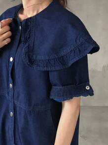 FRIFUL Combinaison en jean pour femmes avec sangles réglables, tenue d'été , volants