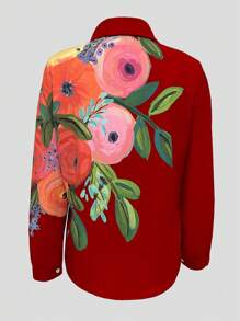 INAWLY Áo sơ mi nữ thiết kế nút in hoa - Nhiều màu - Xem 2