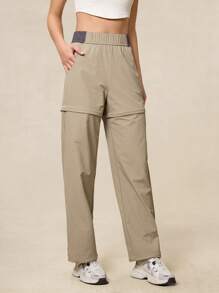 OutZeal Pantalones impermeables y resistentes al desgarre de nailon 2 en 1 para caminar al aire libre, de tiro alto y longitud completa, para senderismo