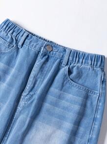 Teens Girls Casual Heart & Butterfly Embroidery Denim Skirt, Blue, Loose Fit, Versatile Denim Skirts For Women Jean Skirts For Women Jeans Skirts Long Jean Skirt Skirts For Teen Girls Tween Girls Denim Skirts - Medium Wash - View 6