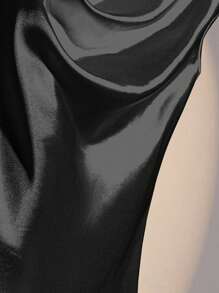 Franclia Women's Solid Color Ruffled Collar Cap Sleeve Elegant Blouse - Black - View 5