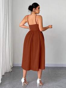 Elenzga Vestido de tirantes de punto elástico de unicolor, elegante y romántico, en talla grande, apropiado para el Día de San Valentín