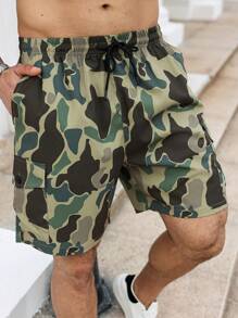 Manfinity Homme Plus Size Men's Casual Summer Camouflage Printed Cargo Shorts