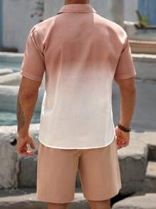 Manfinity RSRT Set di camicia a maniche corte e pantaloncini casual da uomo con stampa di palme, adatto per vacanze