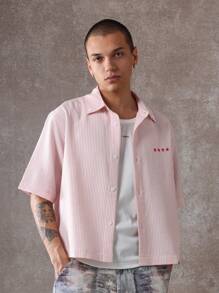 SUMWON Summer Ribbed Crop Shirt Statement Text Streetwear Short Sleeve Casual Fashion Top Urban Festival Style Comfortable Designer Aesthetic