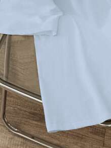 Manfinity Joysei Light Blue Classic Fit Men's White Crew Neck T-Shirt - Baby Blue - View 5