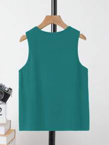 SHEIN Teen Boy Casual Minimalist Sleeveless Tank Top, Suitable For Summer