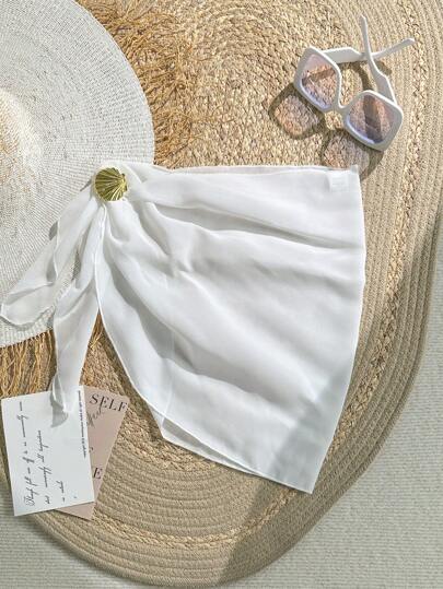 SHEIN Teen Girl Enfärgad Sido Tie Chiffong kjol, sommarlov Casual