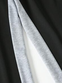 SHEIN Pantalón de chándal de pierna acampanada con parches de colores contrastantes para adolescentes