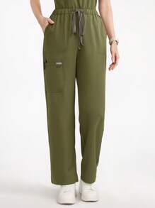 Scrubzie Solid Color Drawstring Waist Straight /Nursing Scrubs Bottoms