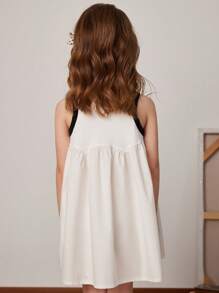 PrepCrw PrepCrw Young Girls White Preppy Style Dress, Spring/Summer Girls School Uniform Teen Girl Clothes For School Uniform School For Girls School Dress First Day Of School Outfits Cute Back To School Clothes Cute Tops For School Dress