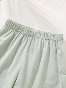 Cozy Pixies Set de 2 piezas compuesto por un cárdigan de manga corta con cuello y estampado de palmeras, y un short de cintura elástica para niñas