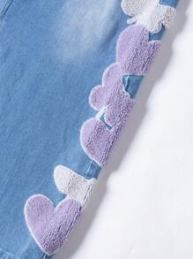 Teens Girls Casual Heart & Butterfly Embroidery Denim Skirt, Blue, Loose Fit, Versatile Denim Skirts For Women Jean Skirts For Women Jeans Skirts Long Jean Skirt Skirts For Teen Girls Tween Girls Denim Skirts - Medium Wash - View 5