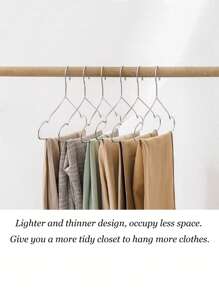 SHEIN 5pcs/10pcs Stainless Steel Hangers Reinforced Stainless Steel Hangers, Ultra-Thin Space Saving Hangers, Thin And Stylish Silver Hangers