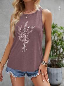 SHEIN Clasi Women's Grey Graphic Print Camisole For Summer Music Festivals