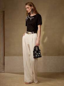 MOTF PREMIUM Pantaloni con pince e cintura