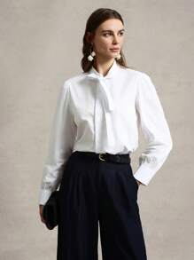 Briarwyn 女士纯色系带长袖优雅办公室衬衫夏季女装毕业典礼优雅女式上衣