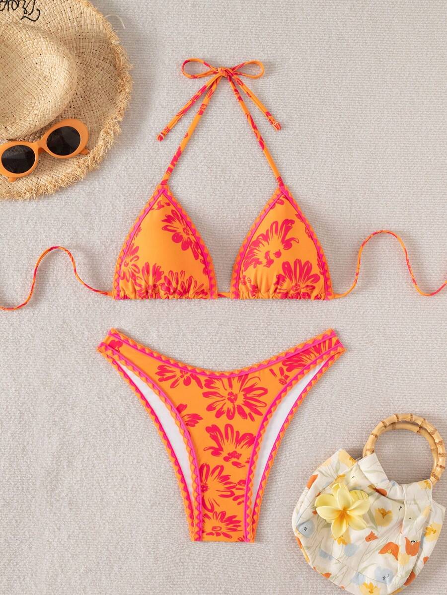 Swim Mod Springbreak Floral Print Tankini Swimsuit For Summer Beach Vacation