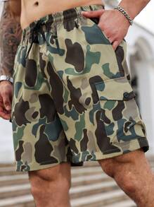 Manfinity Homme Plus Size Men's Casual Summer Camouflage Printed Cargo Shorts