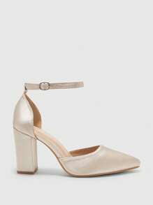 CUCCOO BIZCHIC C Women Champagne Color Block Heel Wedding Pumps For Christmas - Apricot - View 6