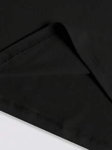 SHEIN LUNE Halloween Women Cartoon Black Cat Chest Print Casual Comfortable Versatile Long Sleeve T-Shirt Graphic Tees Women Tops For Spring Fall Cloth For Women - Black - View 6