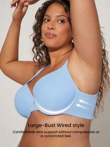 LUVLETTE Sujetador básico azul con soporte de curva de ensueño, cobertura total suave y correas anchas que dan efecto push-up - Celeste - Ver 4
