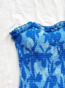 Soleia Vestido de verano informal de mujer para vacaciones en la playa o crucero, sin mangas, con cuello con volantes, estampado de acuarela, cintura recogida y bajo con volantes, adecuado para fiestas, citas y tardes de té - Multicolor - Ver 3