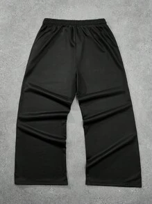 Manfinity EMRG Men's Sweatpants, One-Piece Set, Elastic Waistband, Functional Pockets On Both Sides, Loose Straight Version, Fluorescent Color, "Religious Cross" Pattern With "Realistic Face" Pattern, Showing Bold Personalized, On, Can Be Worn At Home Or Outdoors, Suitable For Young Casual Sports, Daily Commuting, Back To School And Vacation, The First Choice For Gifts For Boyfriends And Husbands, Couples' Wear Y2k Clothes Men Graphic Pants Graphic Sweat Pants Men Streetwear - Black - View 2