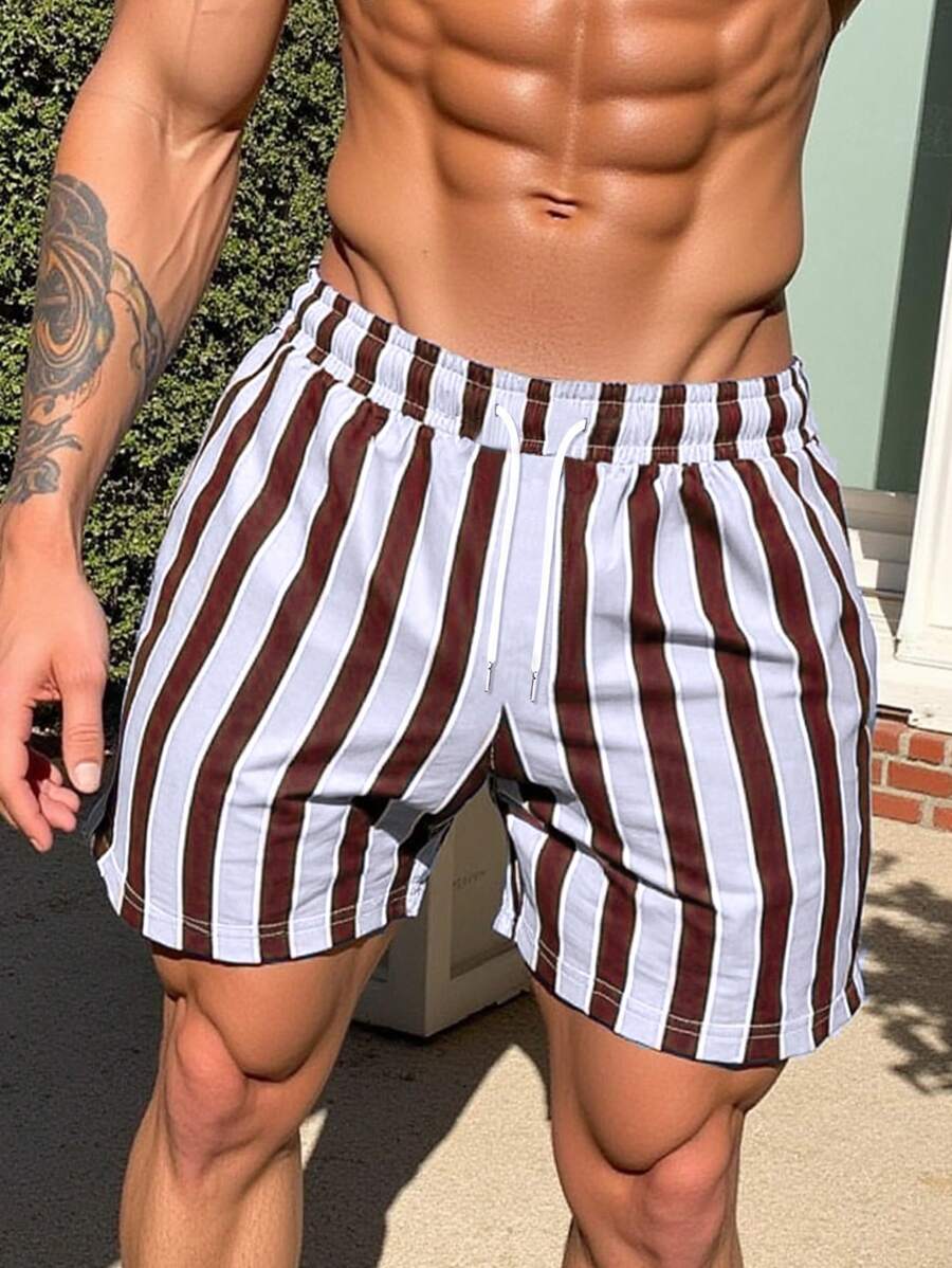 Manfinity RSRT Quần short nam cạp chun kẻ sọc rộng rãi Quần áo nam Quần short nam Bộ quần short nam Quần short nam Quần short nam Thường ngày - Màu xanh nhạt - Xem 1