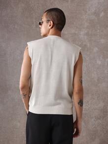SUMWON Canotta senza maniche in maglia, top muscolare casual, canotta a costine, maglia estiva sportiva, basic per allenamento, design urbano di moda - Albicocca - Visualizzare 2