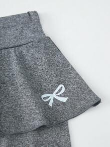 Sparklyn 2pcs/Set Girls Casual & Elegant Princess Bowknot & Butterfly Graphic Print Skirt And Leggings Set, For Spring & Summer,Holiday,Summer,Travel