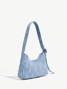 SHEIN ICON 女士单肩包，流浪包，时尚，个性，简约，百搭，街头风，甜美酷炫女孩，辣妹，千禧一代，复古，少女，青少年 - 藍色 - 查看 3