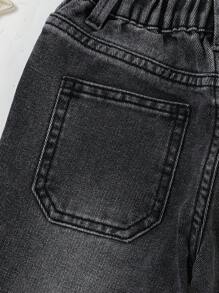 Young Boy Classic All-Match Casual Comfortable Retro Washed Blue Denim 6-Inch Shorts - Grey - View 7