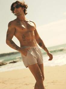 Manfinity BRENVOR Men Drawstring Waist Slant Pocket Jogger Shorts