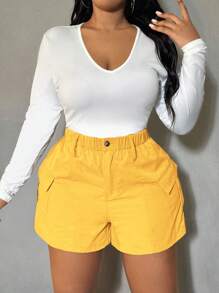 SHEIN SXY Plus Size Solid Color Fashion Summer Shorts