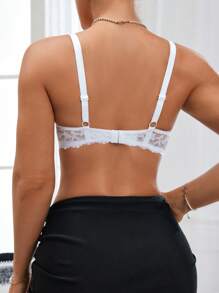 DesireSculpt 1 Áo ngực ren dây rộng nâng ngực dày có gọng cho nữ - trắng - Xem 2