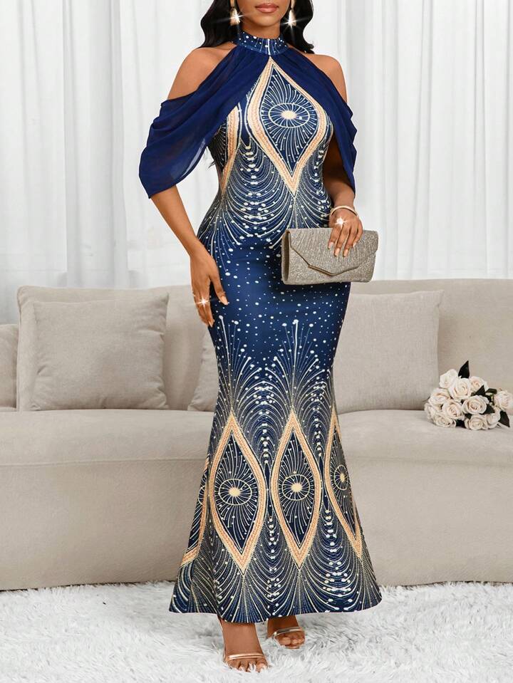 SHEIN Lady Robes élégantes d'anniversaire pour femmes pour le printemps/l'été, robes de bal, robes d'été pour femmes, robes de mariée pour invitées, robes élégantes pour femmes, superbes tenues imprimées pour vacances et jours fériés, tenues d'été pour femmes, robes pour femmes