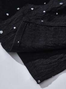 Top de tirantes con cuello halter, espalda descubierta y abertura delantera con cordones, estilo sexy y elegante para mujeres - Negro - Ver 4
