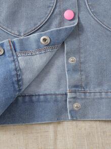 2pcs/Set Young Girl Stylish Sleeveless Heart Pattern Vest + Ribbed Knit Bib Jumpsuit Outfit, Summer - Pink - View 6