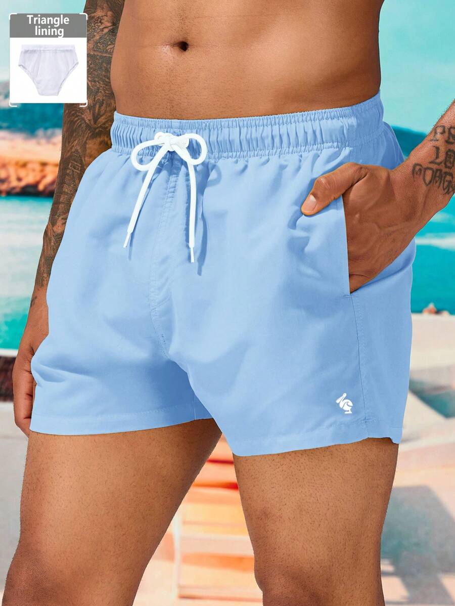 Manfinity VDAYZ Pantalones cortos de playa con cordón en la cintura y estampado de diseño hawaiano para hombre, ideal para el verano