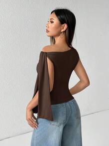 SHEIN PETITE Top corto informal de verano con detalle de hombros anudados