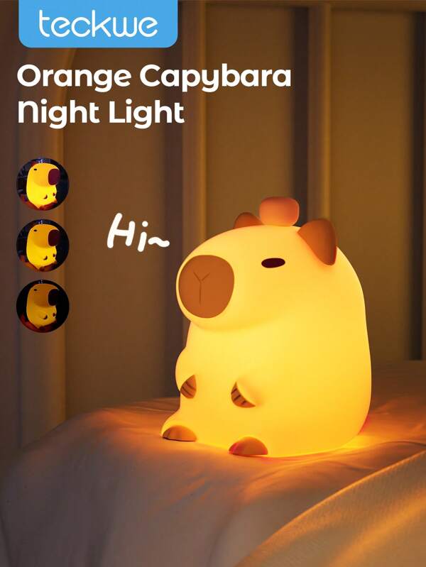 Teckwe Lámpara decorativa de ambiente con luz nocturna linda de capibara