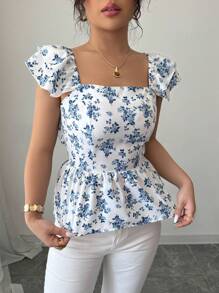 Airlisse Blusa con vita arricciata e stampa floreale